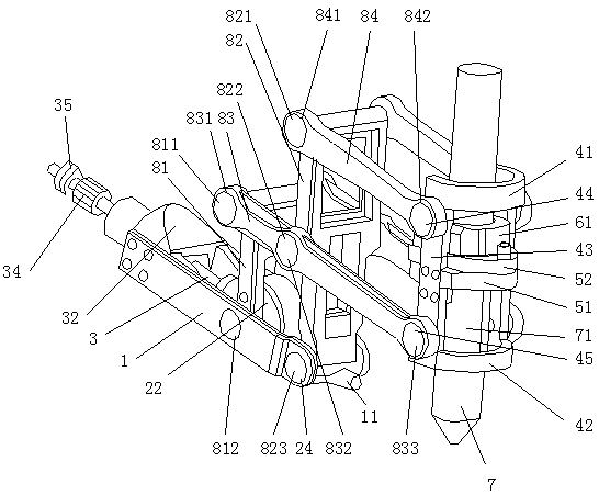 Thee-dimensional link type variable-groove cutting arm