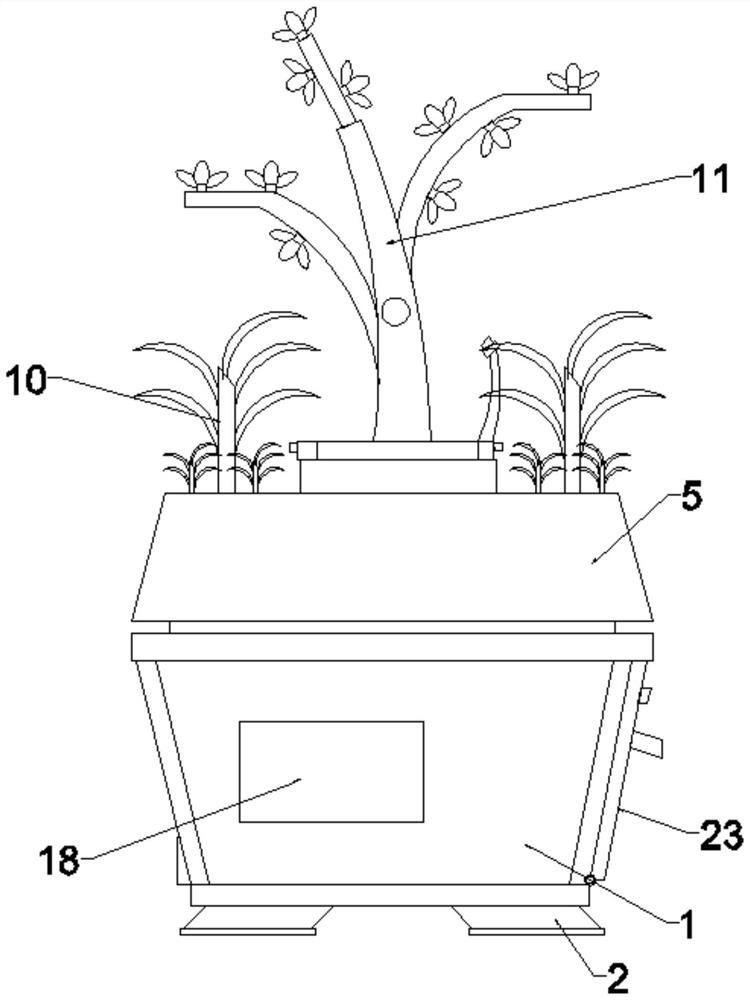 A gear-driven rotating ornamental flower pot that can be combined with various plants for planting