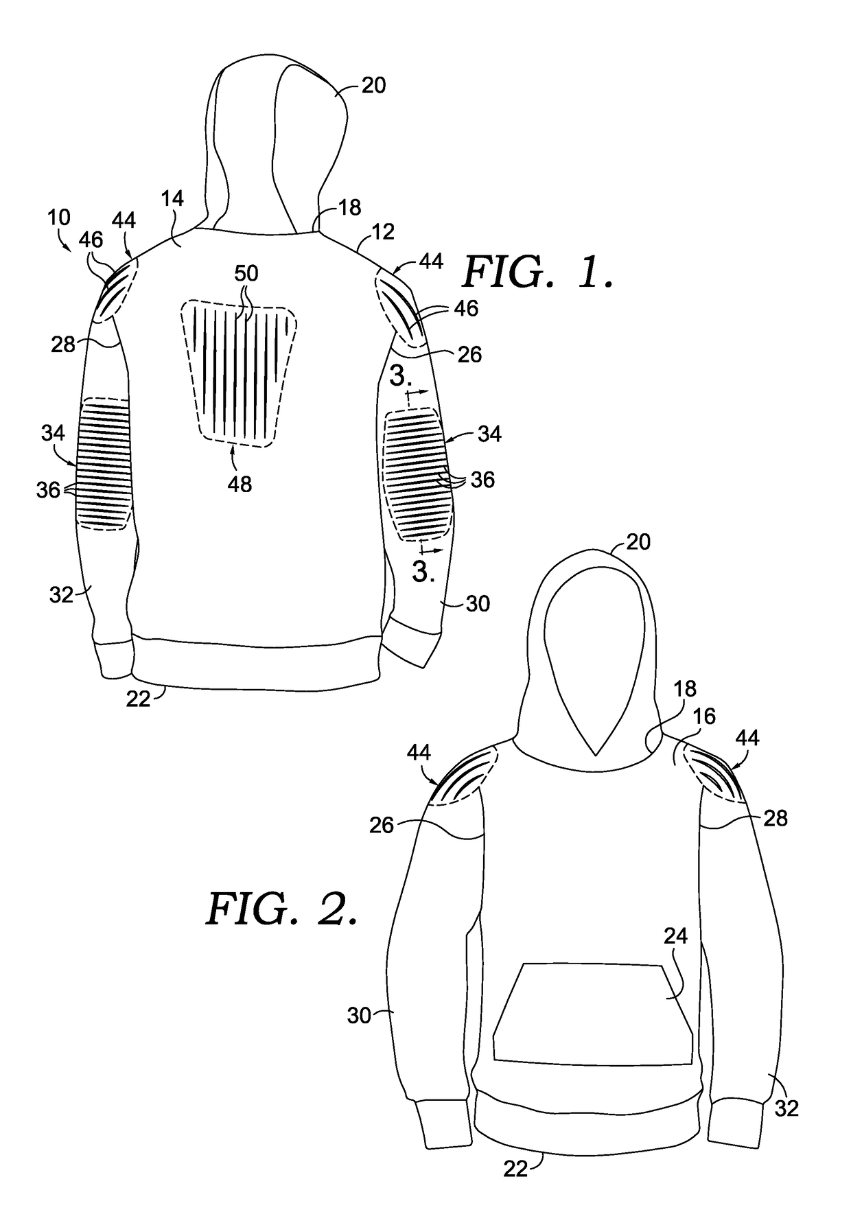 Garment having selected stretch zones