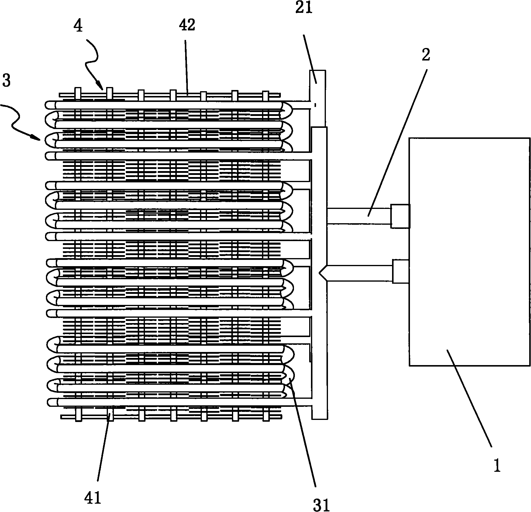 Method and device for heating flowing fluid as well as heating equipment applying same