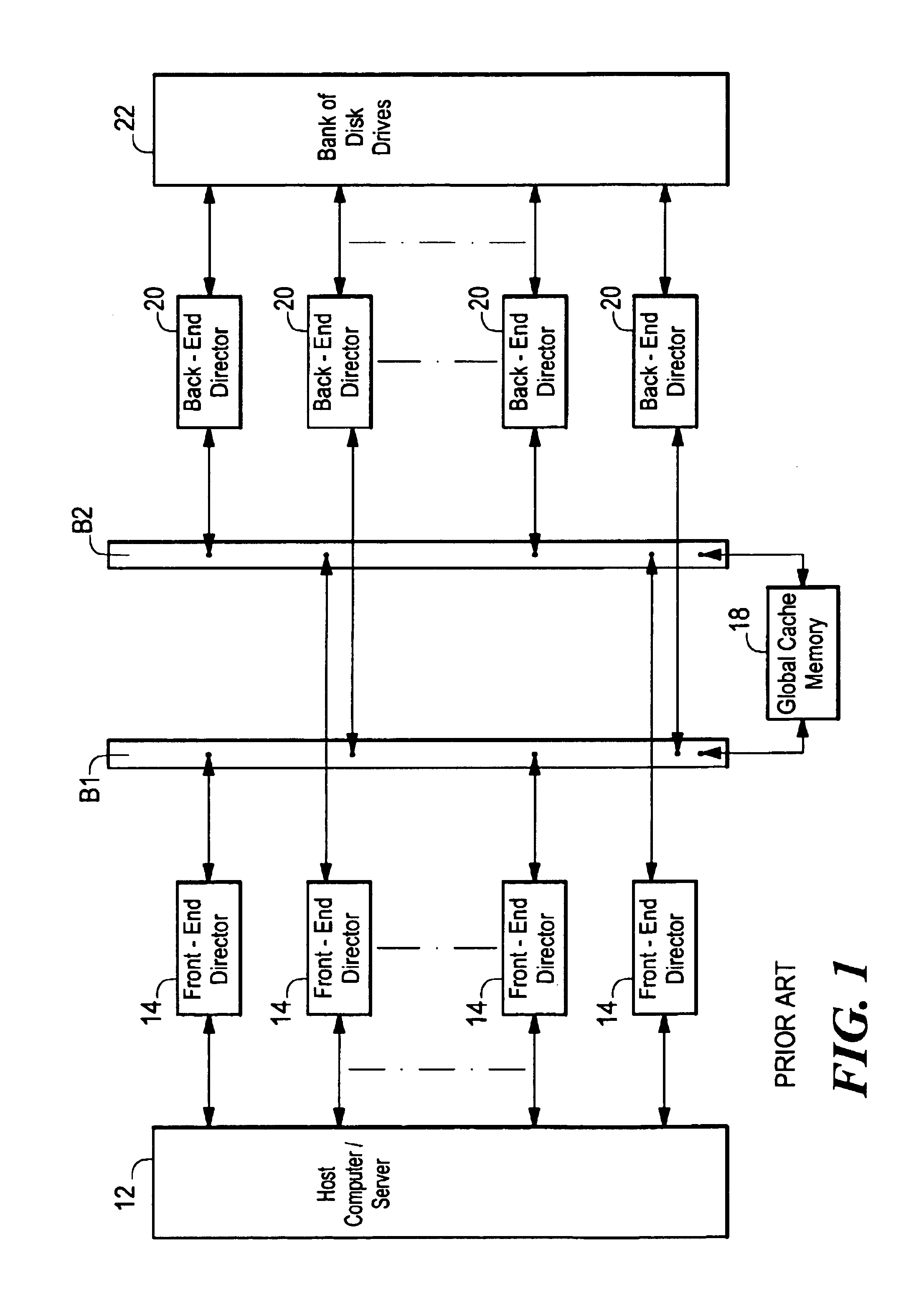 Data storage system having separate data transfer section and message network having bus arbitration