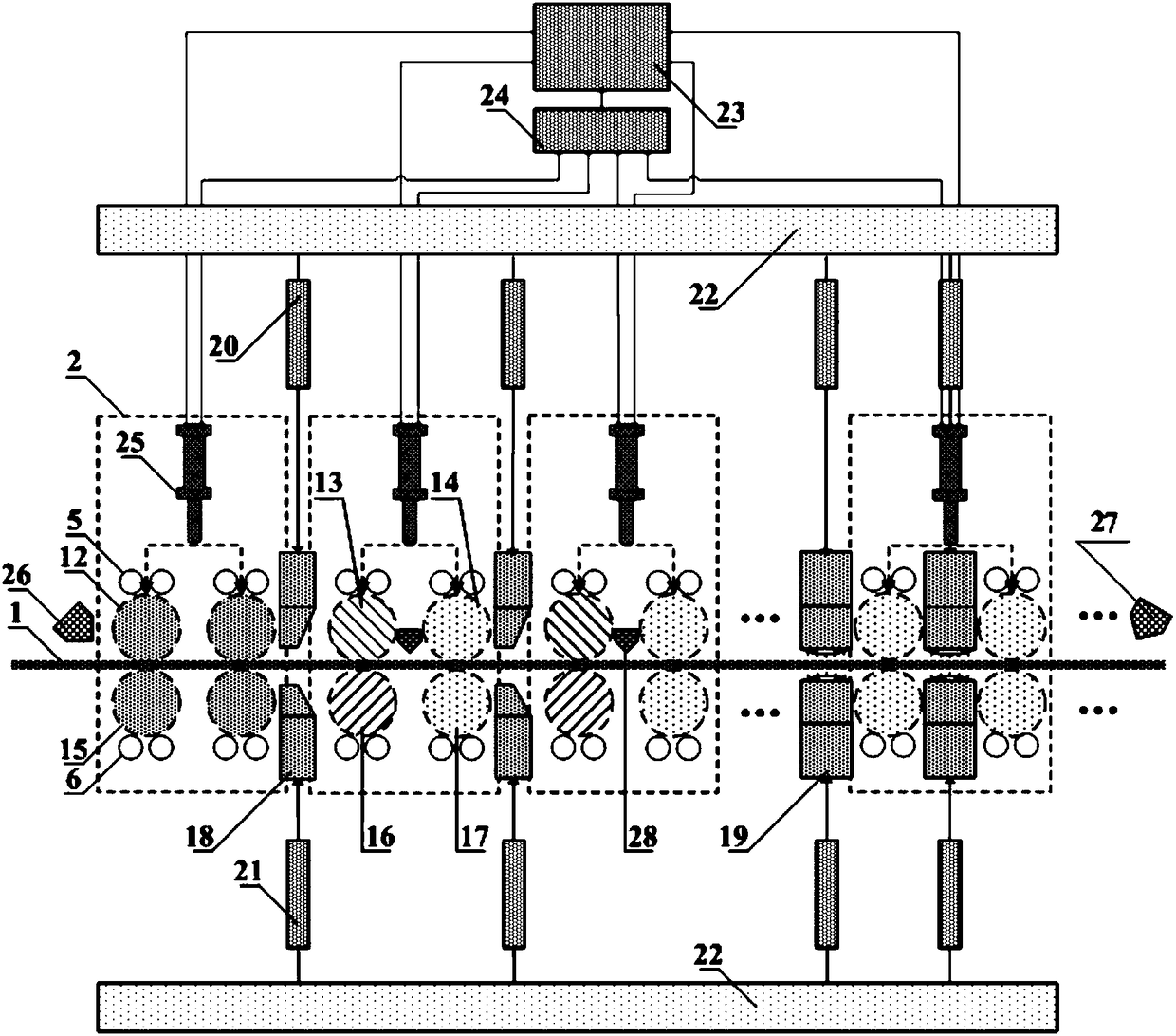 Full hydraulic rolling type quenching system for ultrathin high-strength steel plate