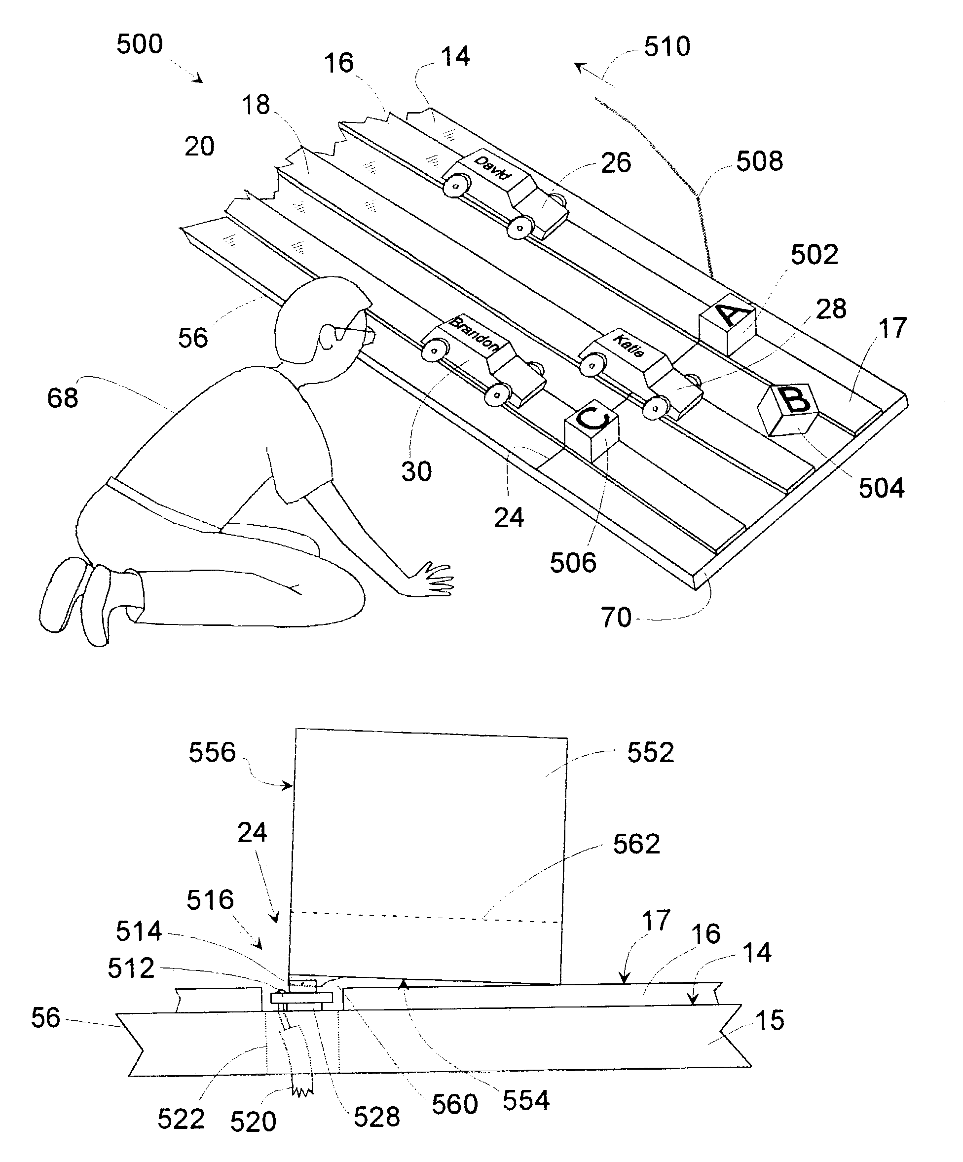 Collision obstacles and sensors for determining the outcome of a race