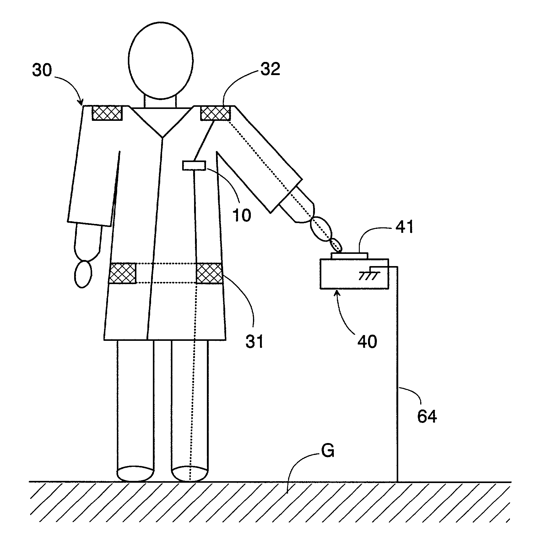 Data transmission system using a human body as a signal transmission path