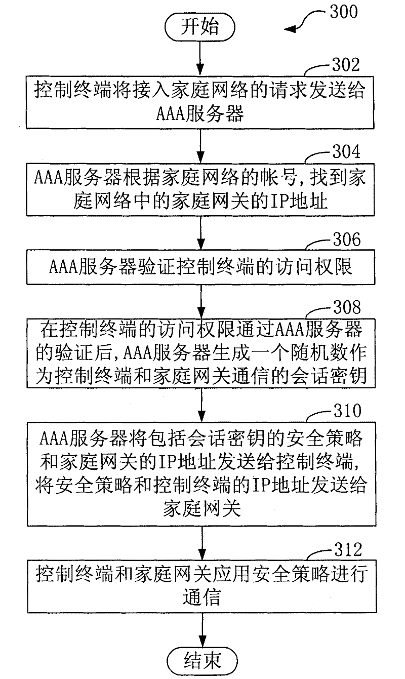 AAA server, home network access method and system