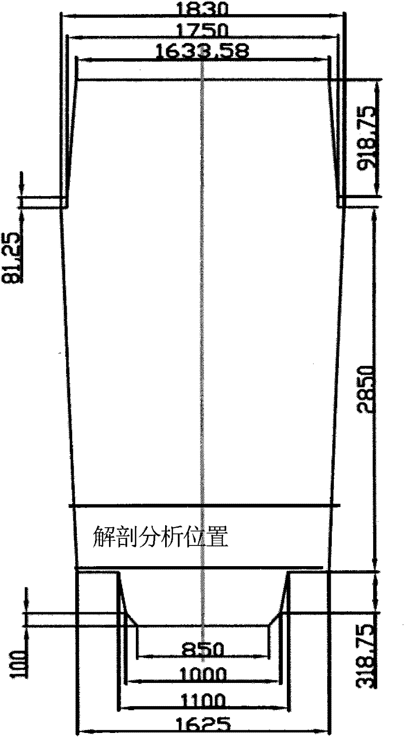 An anatomical inspection method for quality, structure and performance of 70t to 600t steel ingots