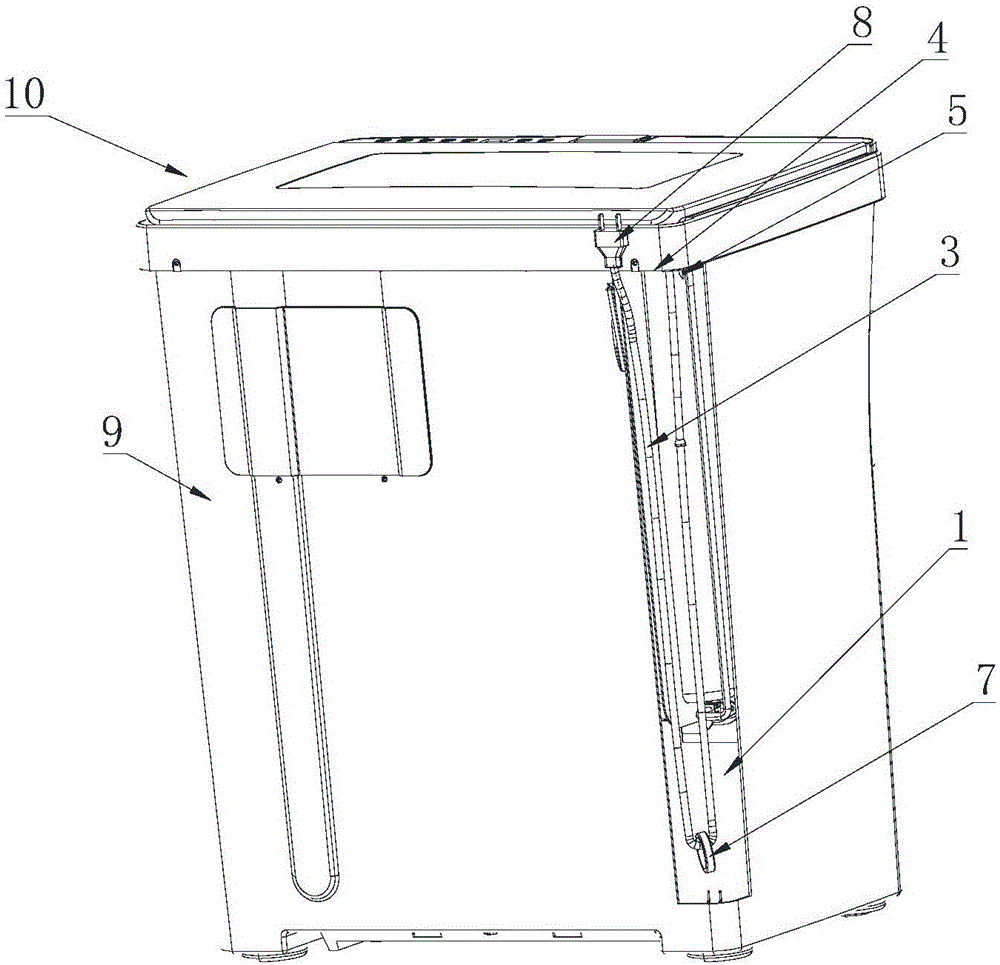 Power line storage structure and household electrical appliance