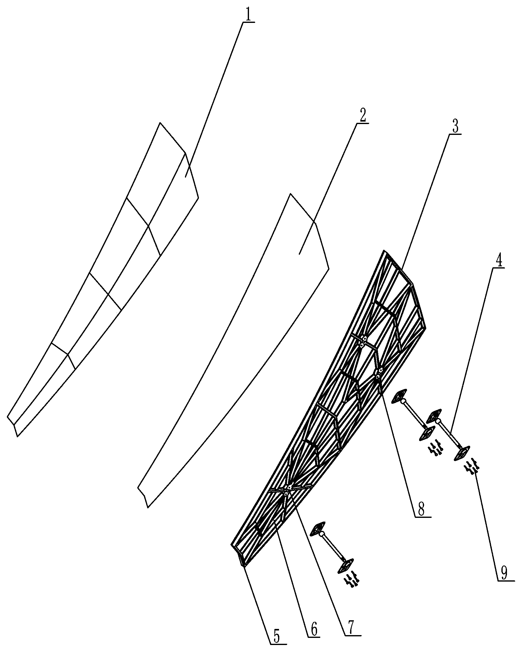 Solar glass reinforced plastic back plate condensing lens assembly and processing method thereof