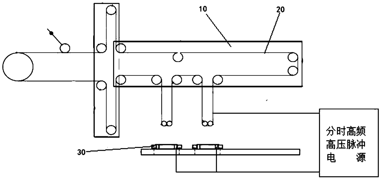 Multi-station wire electric discharge cutting time-sharing pulse power supply synchronous processing method