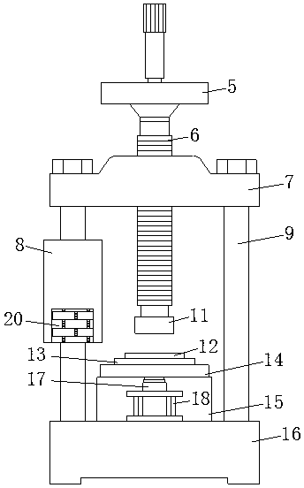 Powder compressing machine facilitating fixing of mold