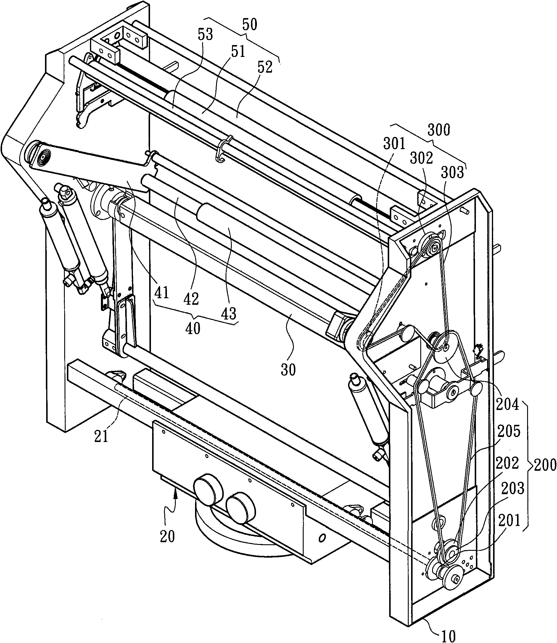 Cloth rewinder tension force adjusting framework