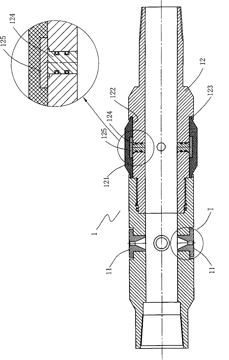 Abrasive jetting device and method for abrasive jetting flow and jetting perforation and multiple fracturing