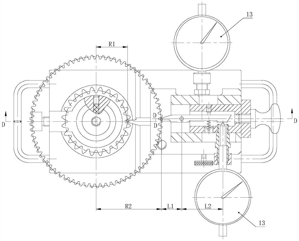 Duplicate gear tooth surface angle detection equipment and using method thereof