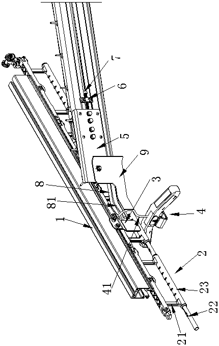 Goods shelf transition device for conveying system