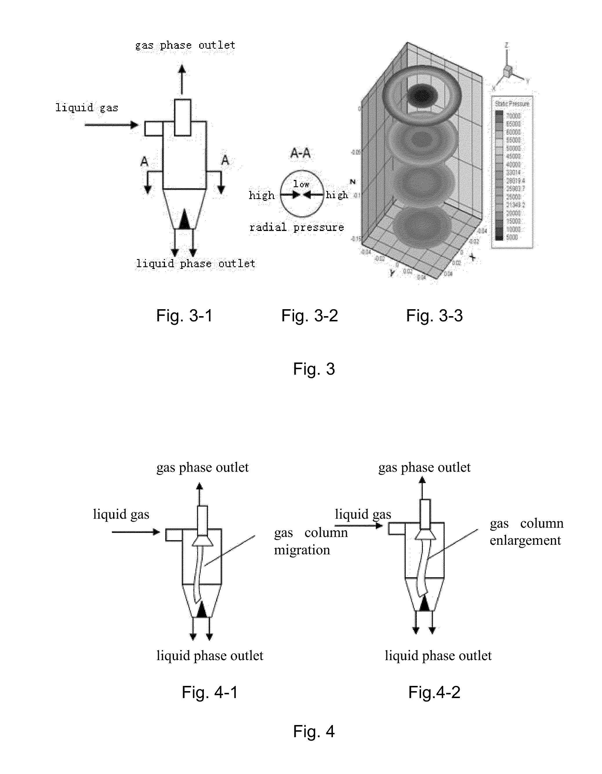 Apparatus for liquid degassing using coupling of swirling flow or centrifugal field and pressure gradient field