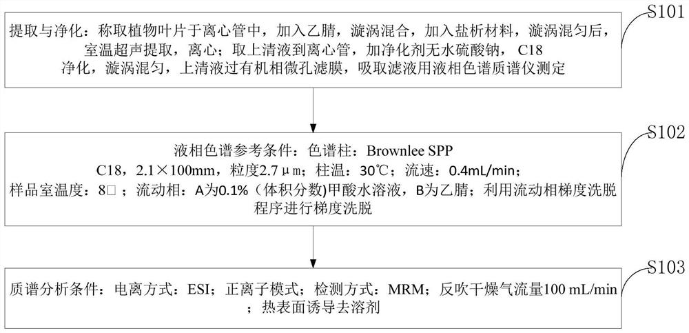 Liquid chromatography-mass spectrometry for determining atrazine, imidacloprid and metabolites thereof in leaves