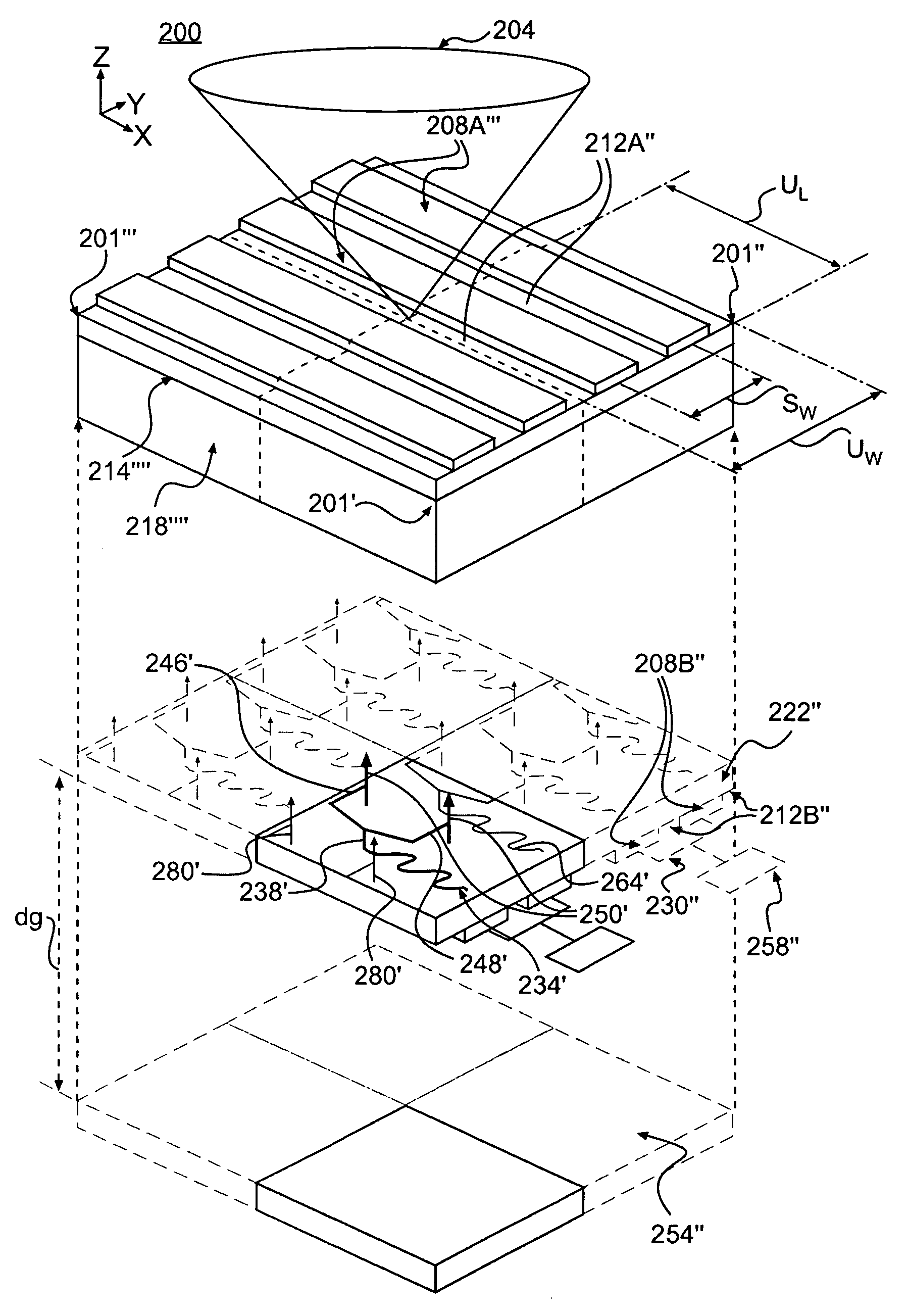 Wide band long slot array antenna using simple balun-less feed elements