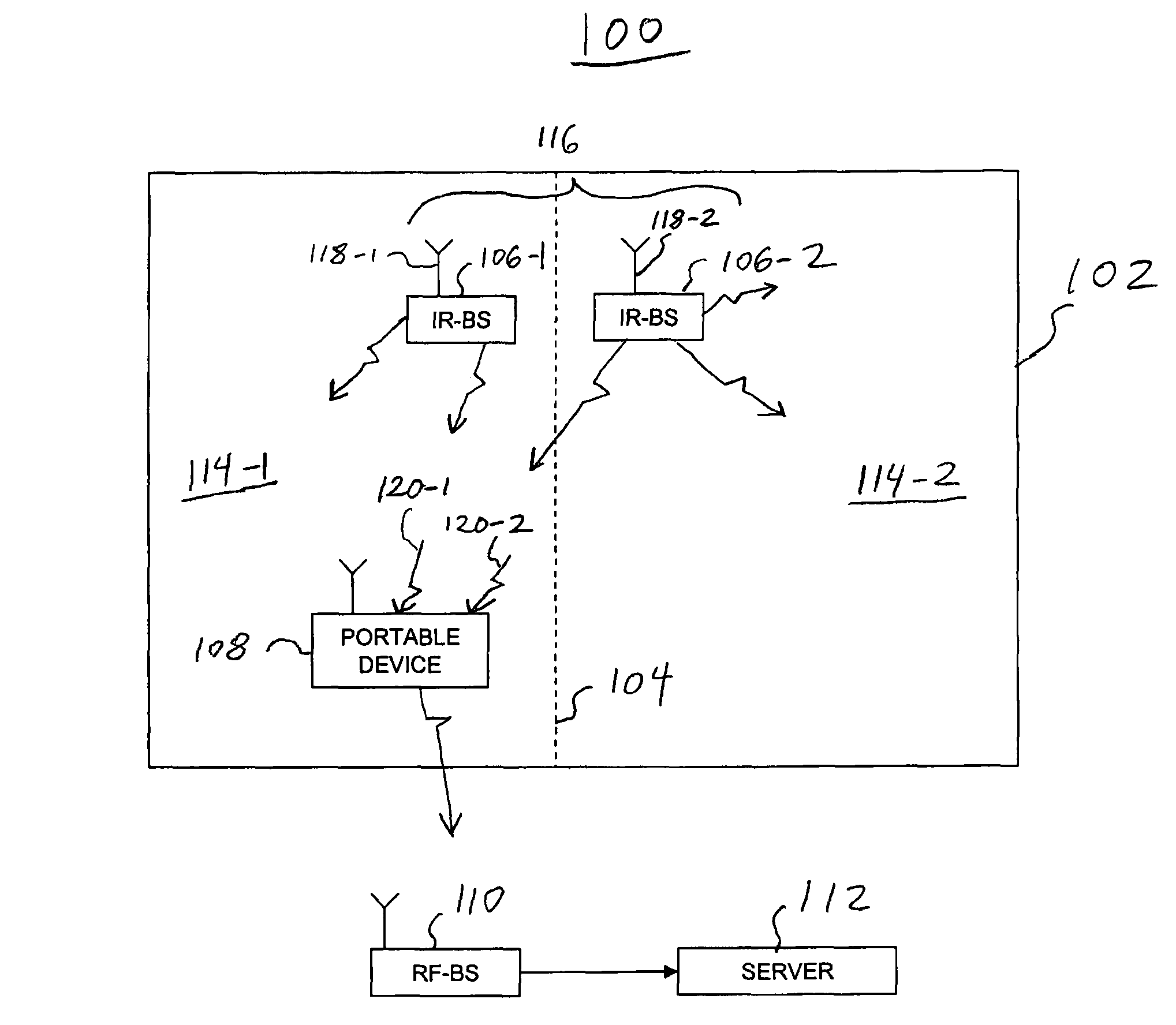 Virtual walls in infrared based RTLS systems