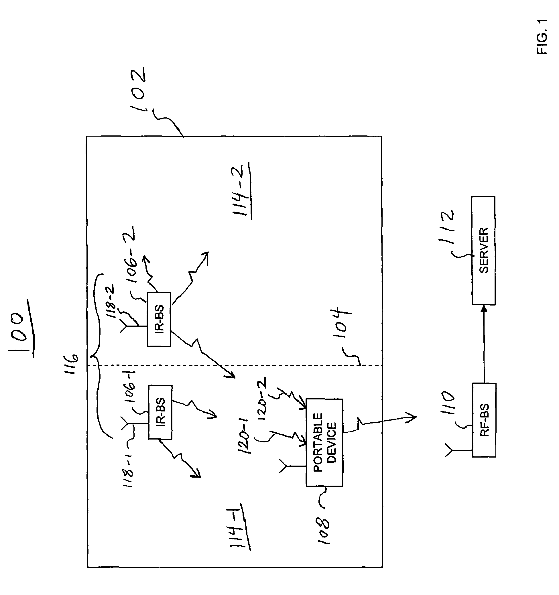 Virtual walls in infrared based RTLS systems