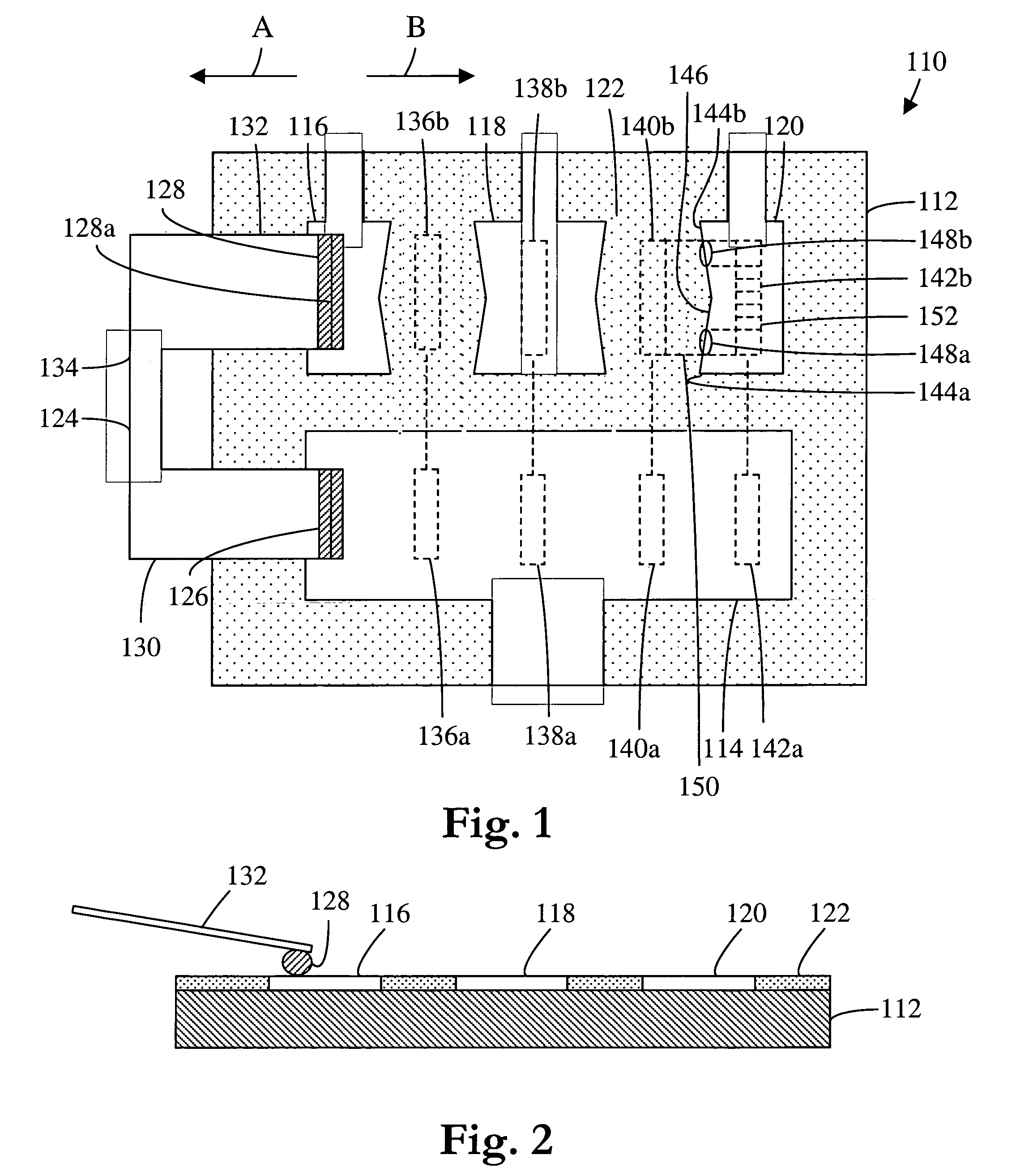 Contact structures for sliding switches