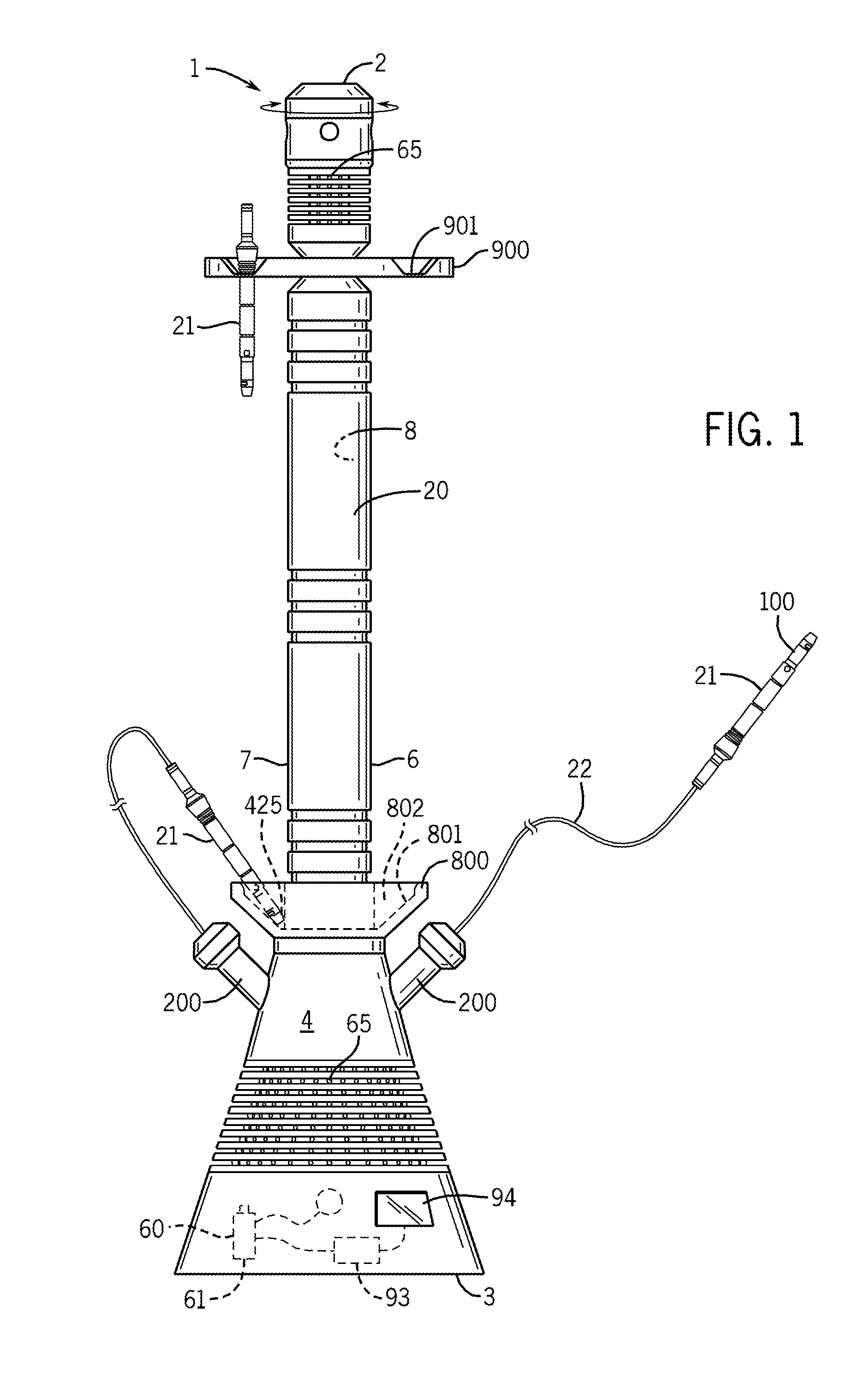 Waterless electronic hookah machine