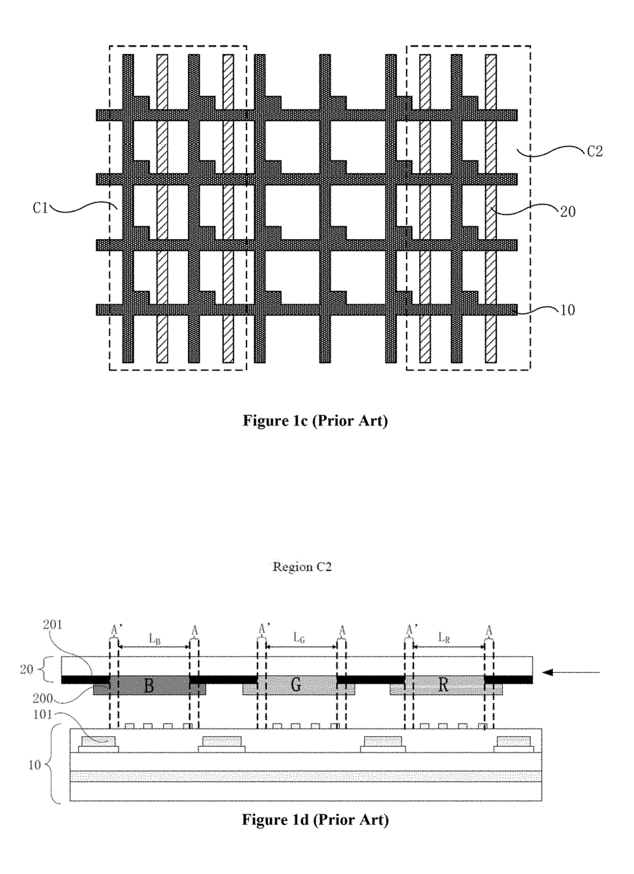 Curved display panel and display device containing the same