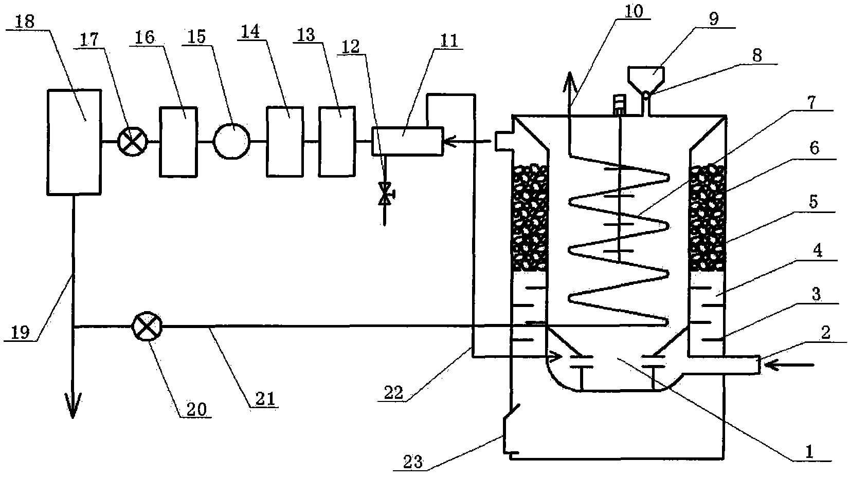 Method and device for heating down-draft biomass gasifier by exhaust gas of engine