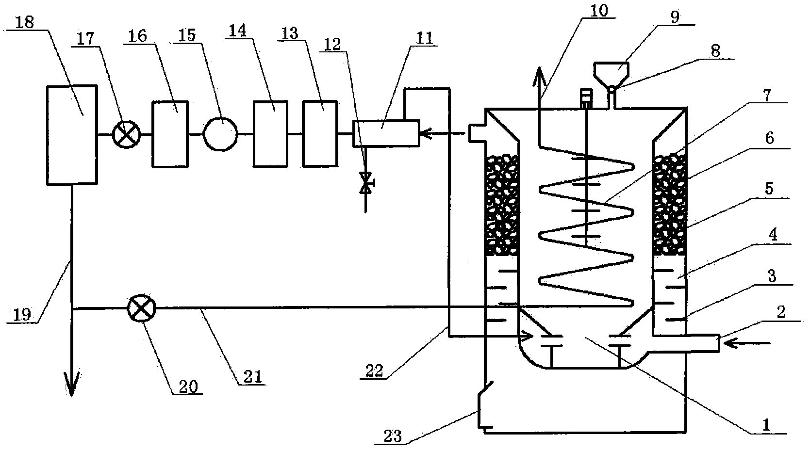 Method and device for heating down-draft biomass gasifier by exhaust gas of engine