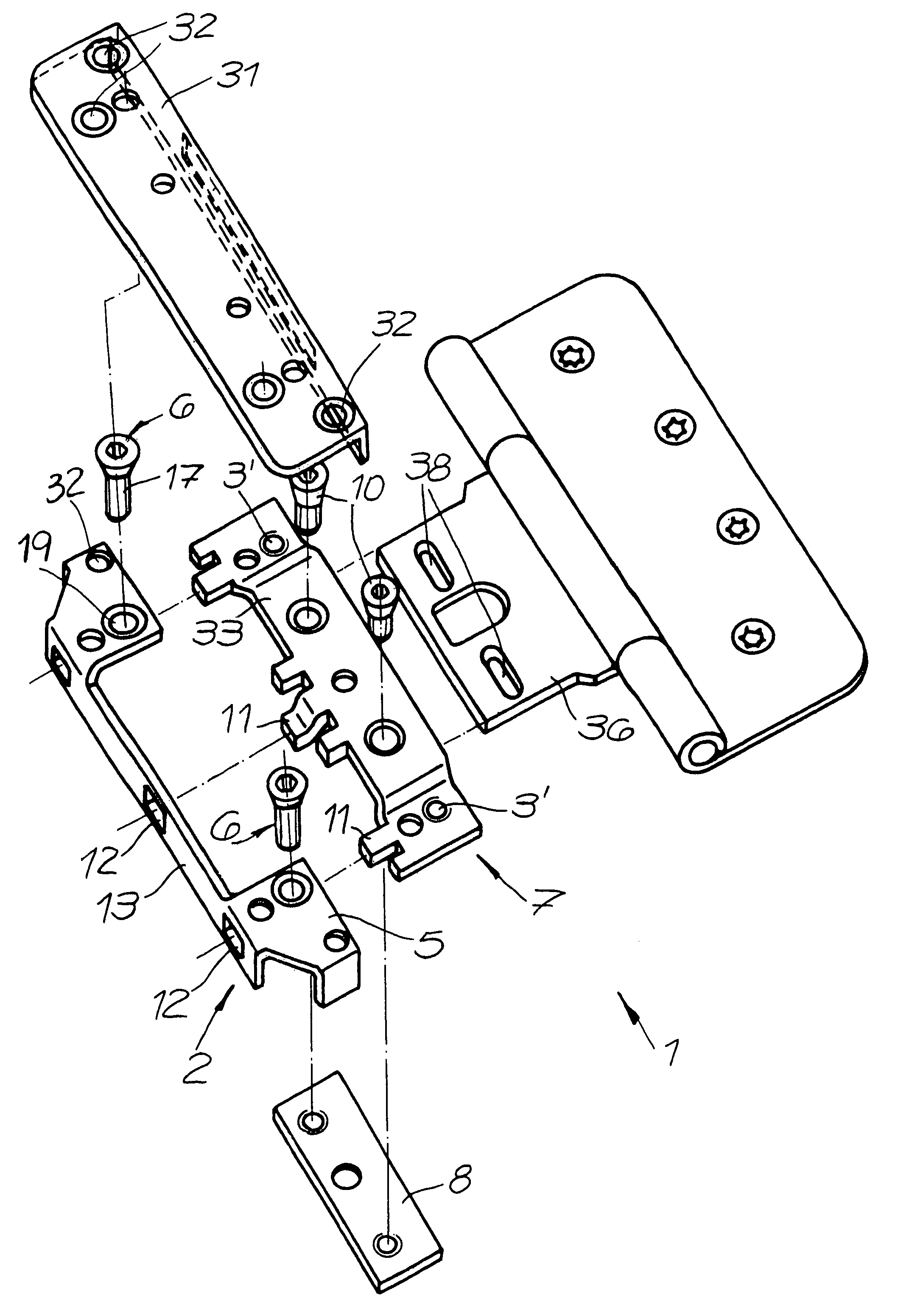 Hinge-plate accommodation element for attaching a hinge plate