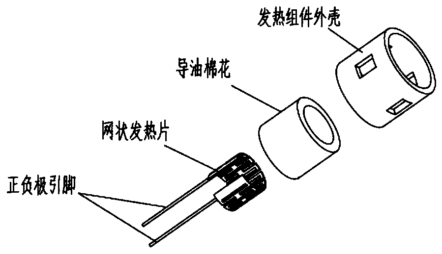 Electronic cigarette heating assembly and portable small-smoke electronic cigarette atomizer thereof