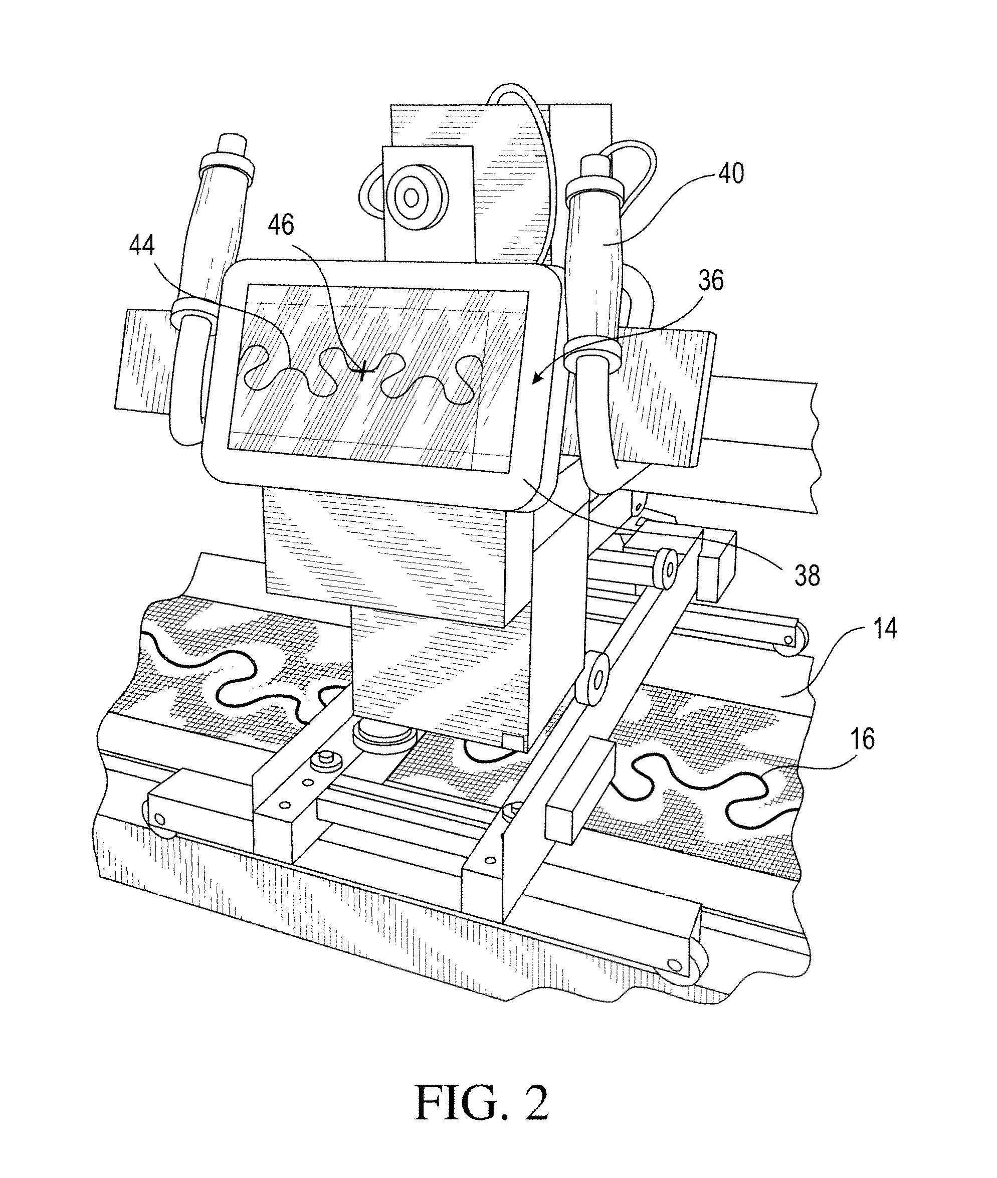 Method and Apparatus for Visualizing the Position of an Operating Head Relative to a Workpiece