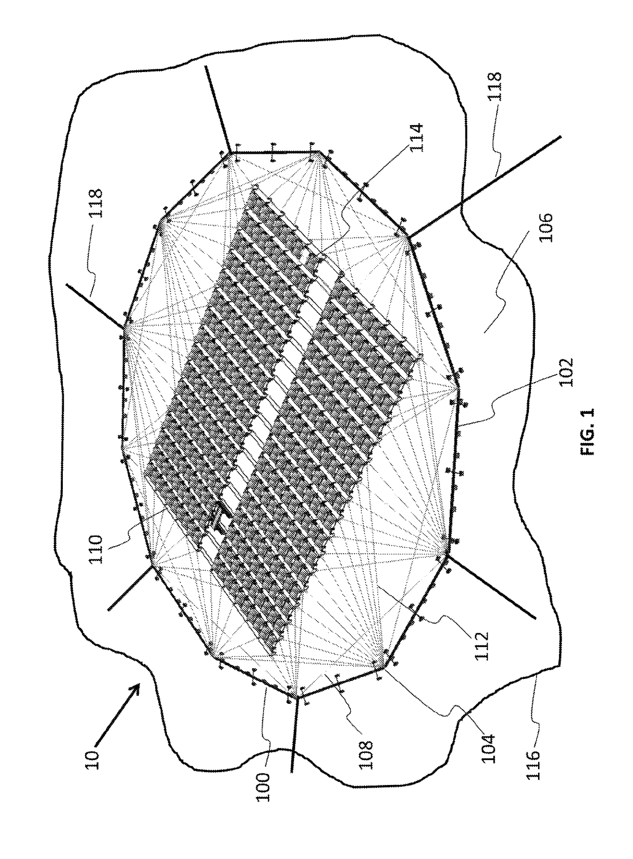 Corded lattice based floating photovoltaic solar field with independently floating solar modules