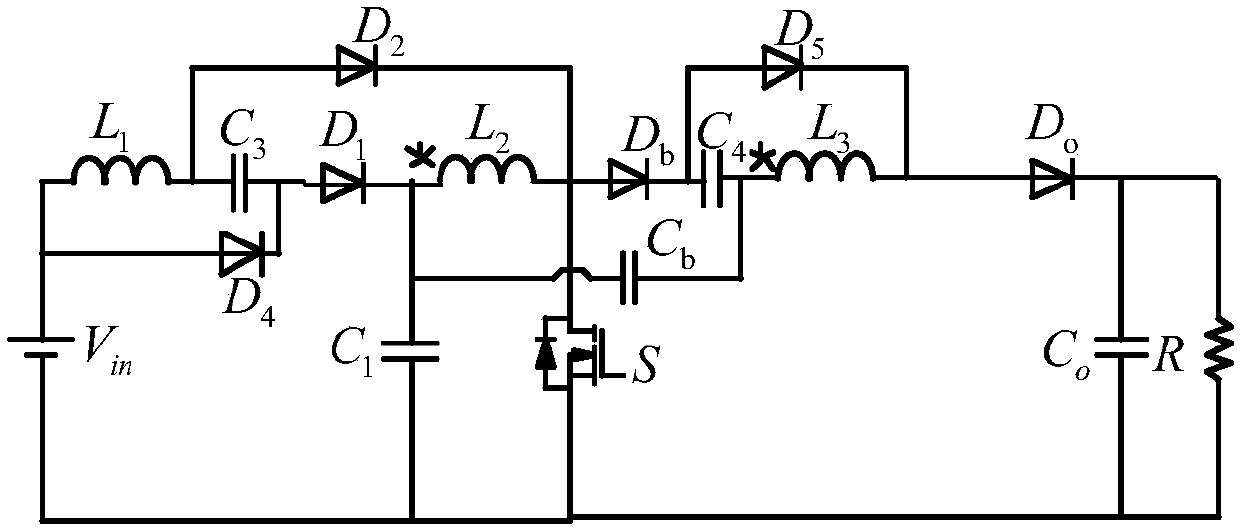 Multi-bootstrap cascade DC-DC converter having two capacitance clamping positions for photovoltaic system