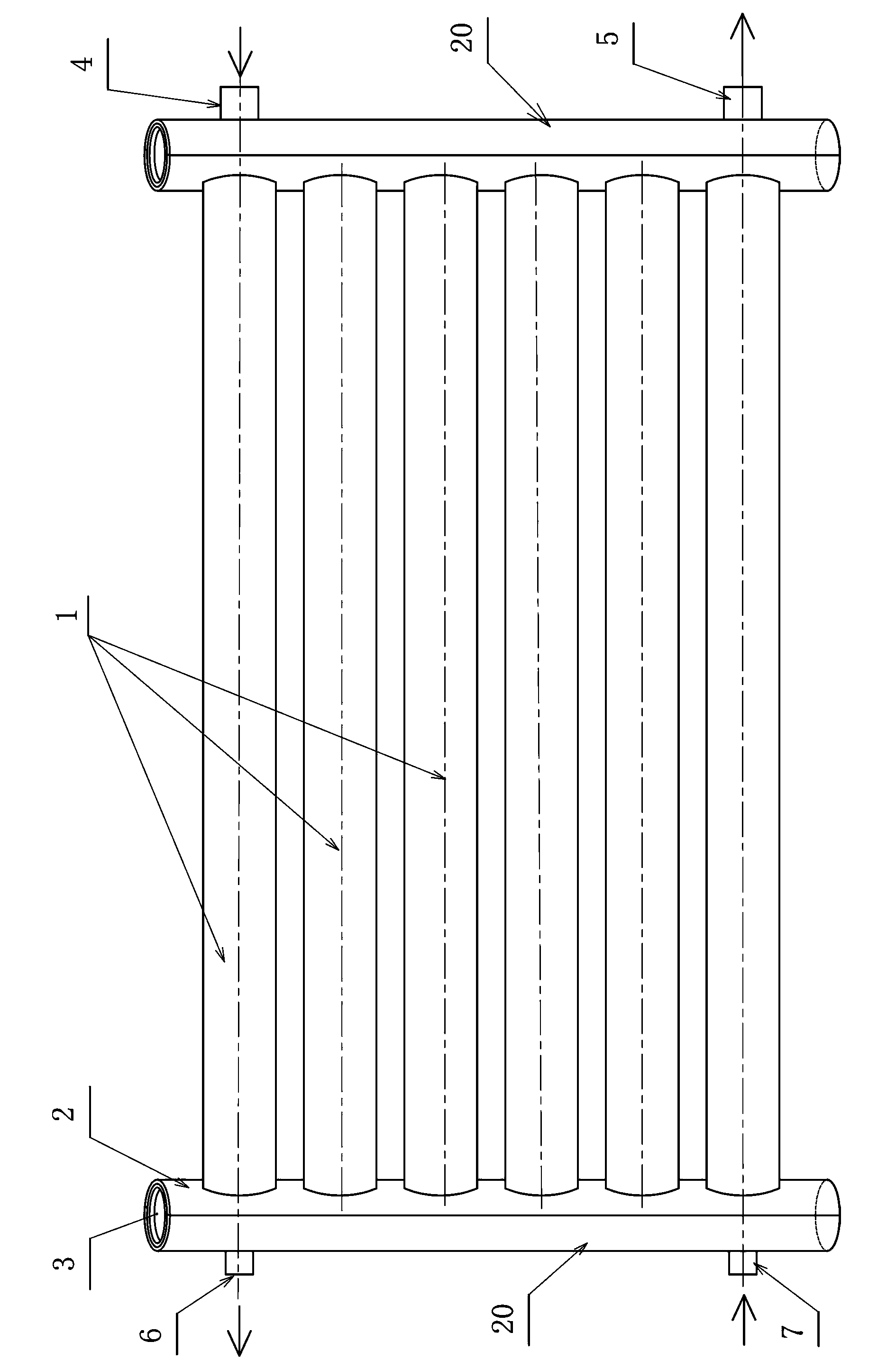 Round header shell and tube water storage heater multi-tube heat conducting heat exchanger and manufacturing process thereof