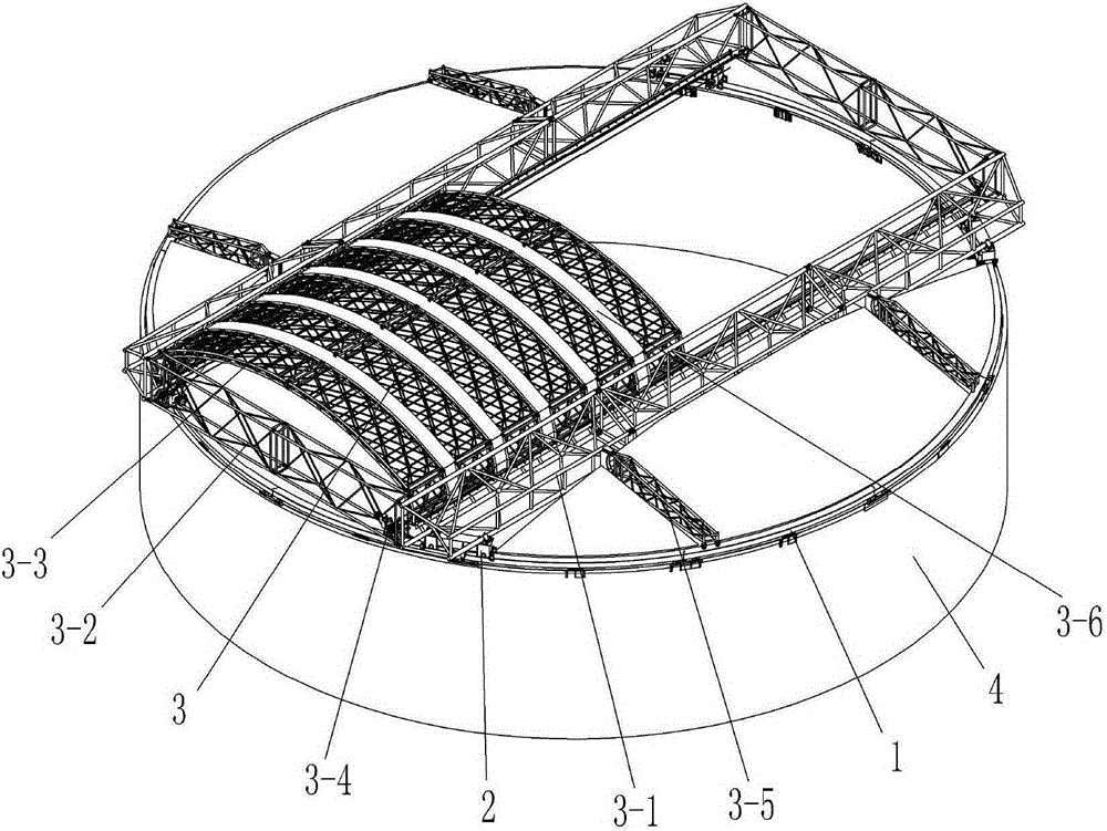 A rotary openable roof structure