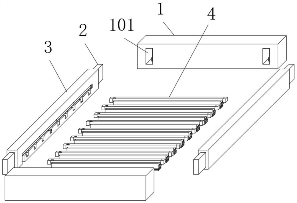 A prefabricated decorative strip installation structure on the top of the wall