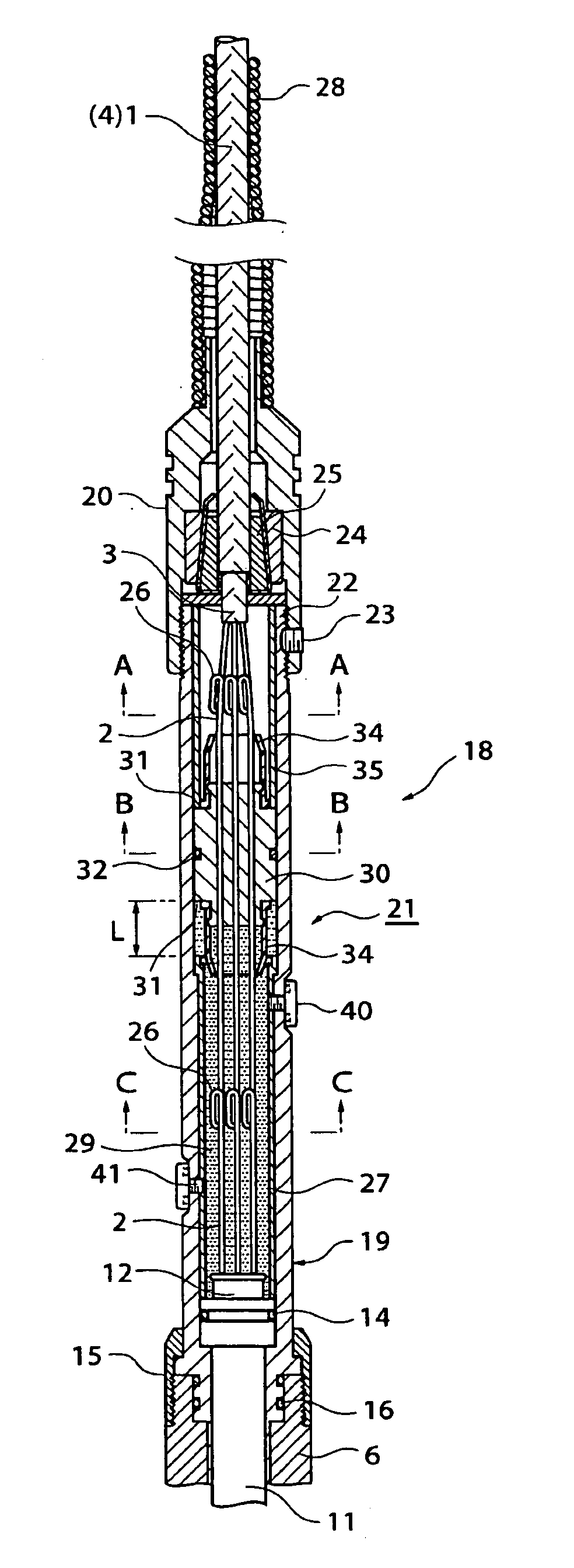 Structure for a cable connection head