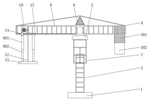 Hoisting tower crane with double hoisting ends