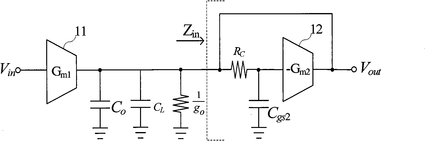 Wide band amplifier with frequency compensation