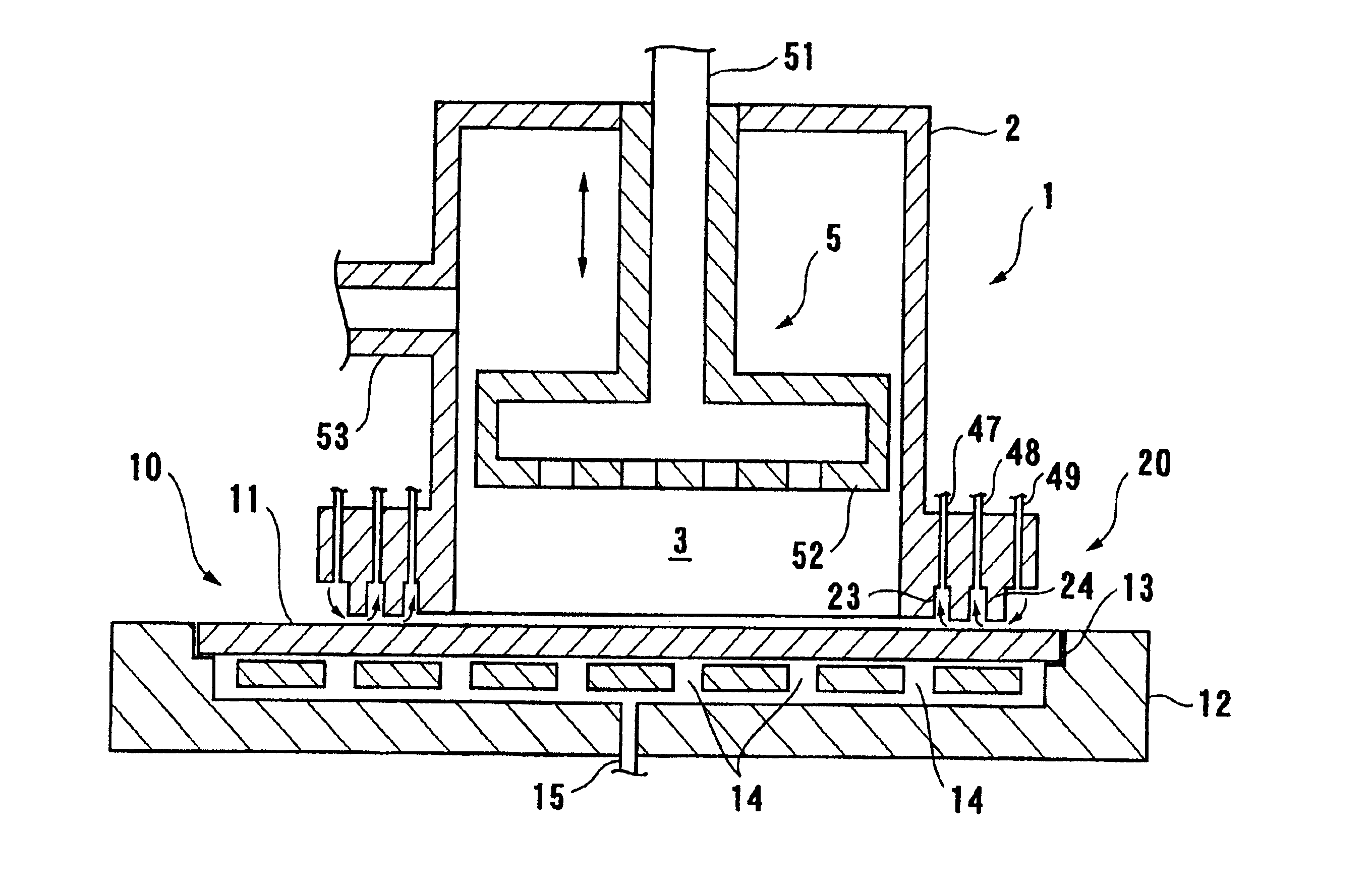 Processing apparatus to be sealed against workpiece