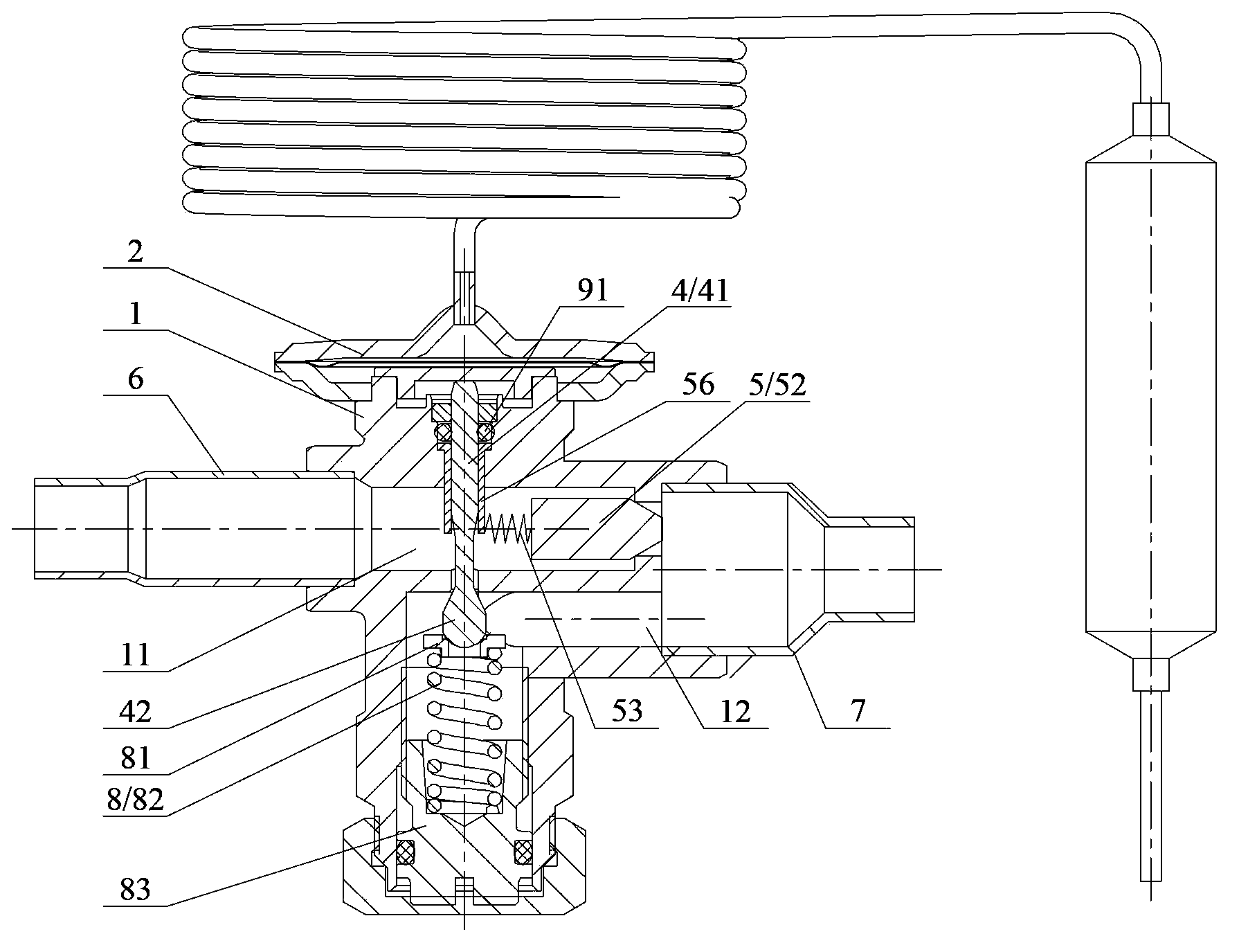 Thermal expansion valve with unidirectional control function