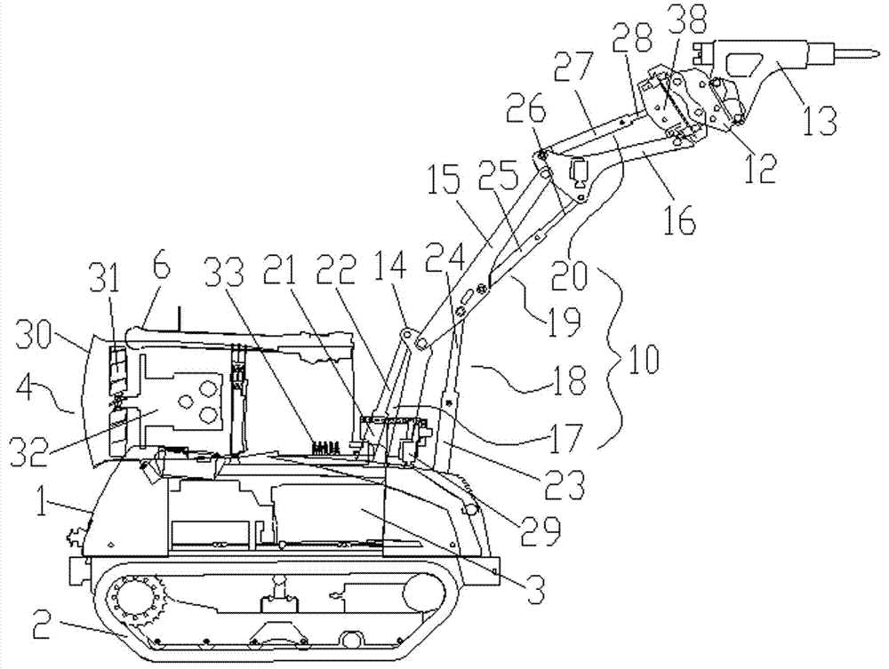 Smoke exhaust, fire extinguishment and dismantling robot