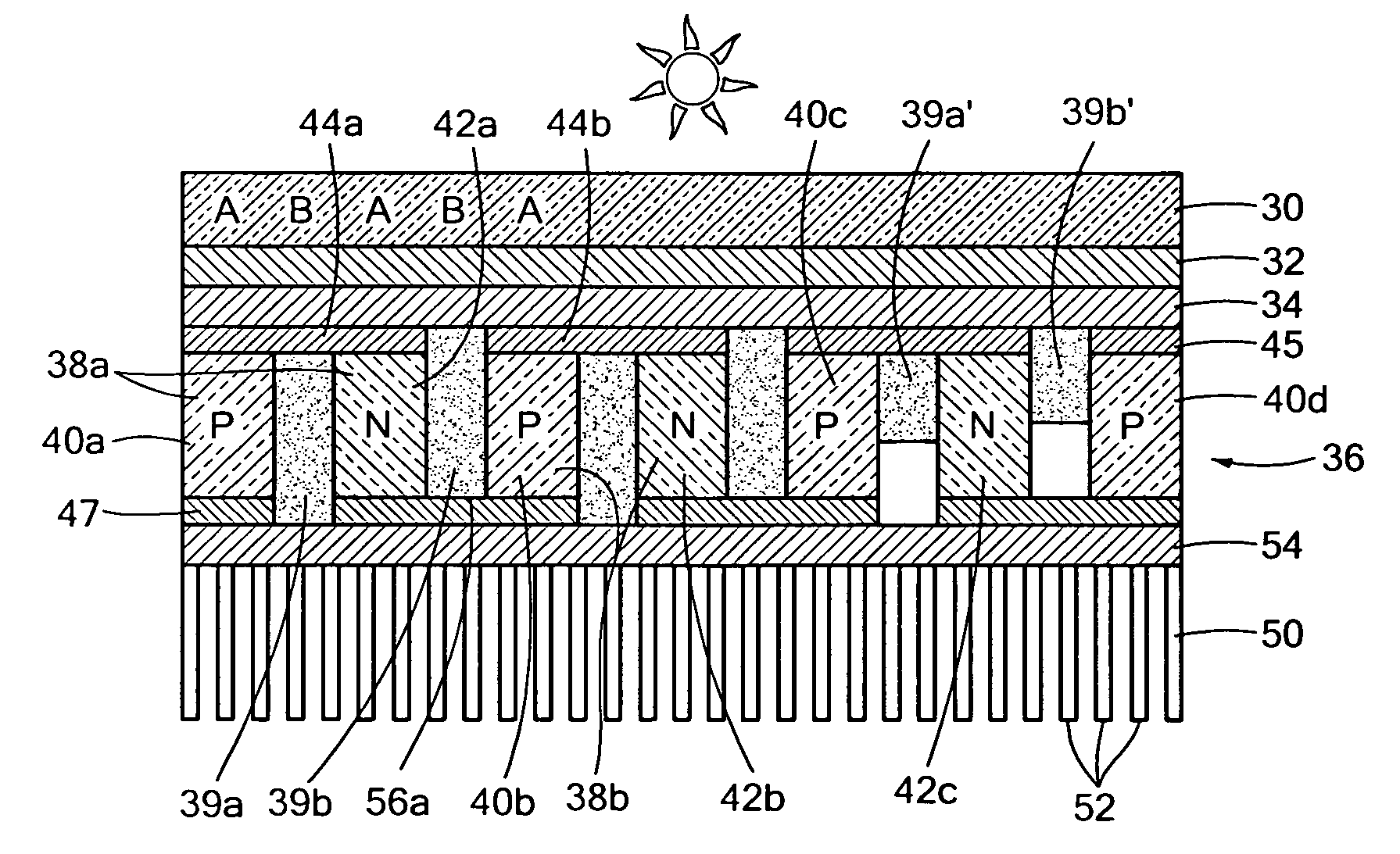 Combined thermoelectric/photovoltaic device for high heat flux applications and method of making the same