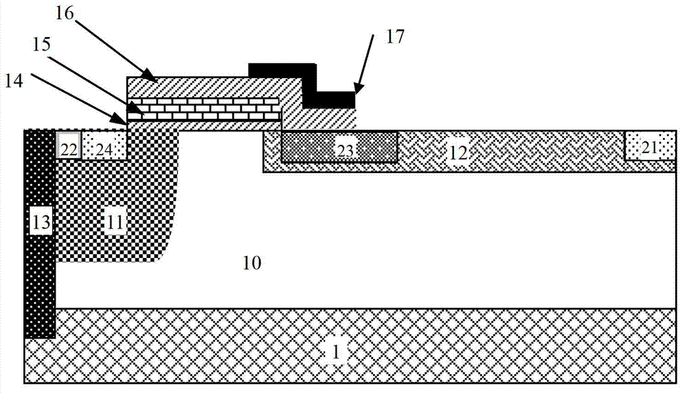 Radio frequency (RF) laterally diffused metal oxide semiconductor (LDMOS) component and manufacture method