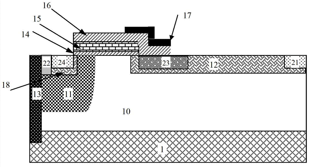 Radio frequency (RF) laterally diffused metal oxide semiconductor (LDMOS) component and manufacture method