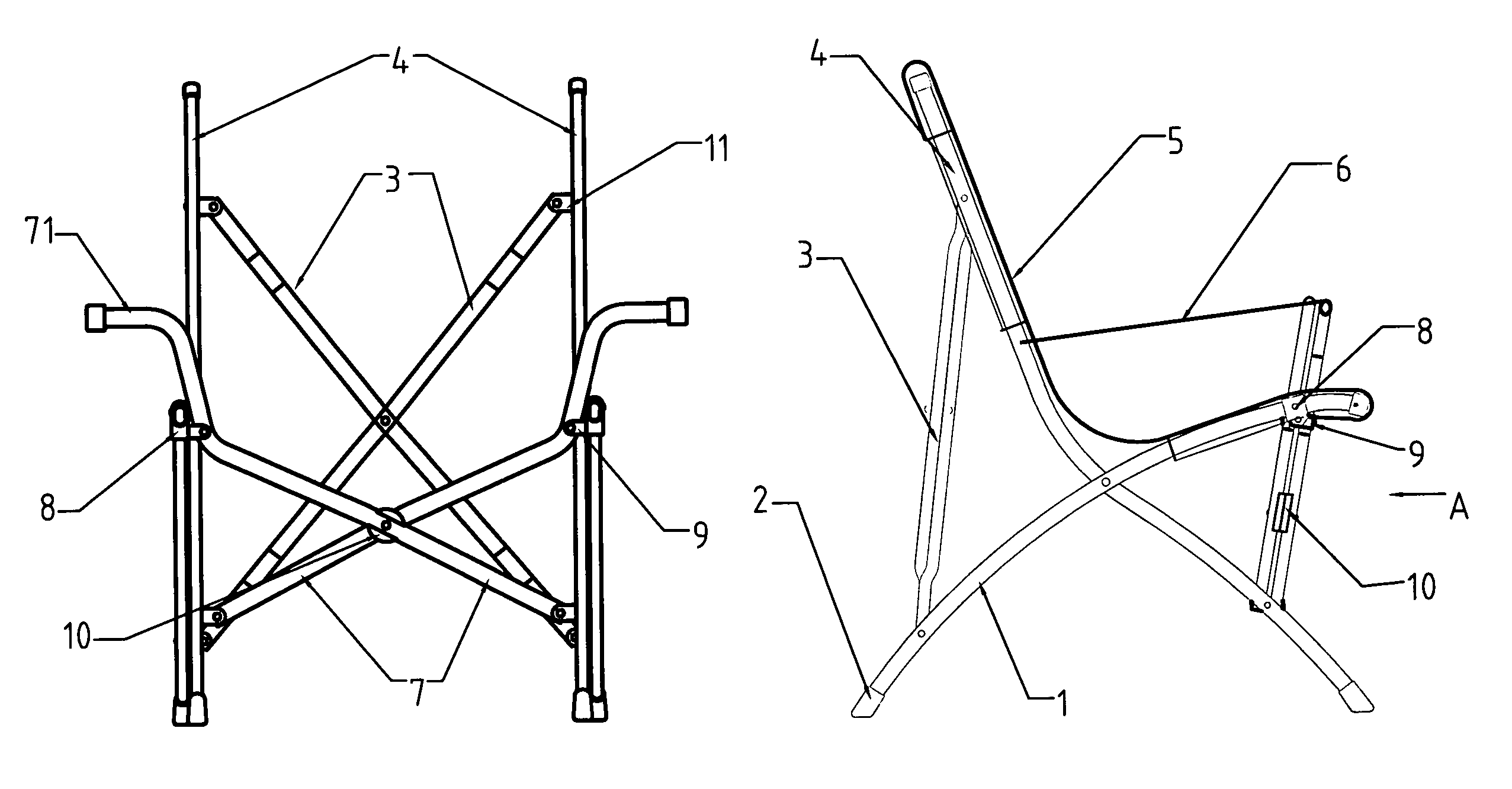 Folding chair with arms