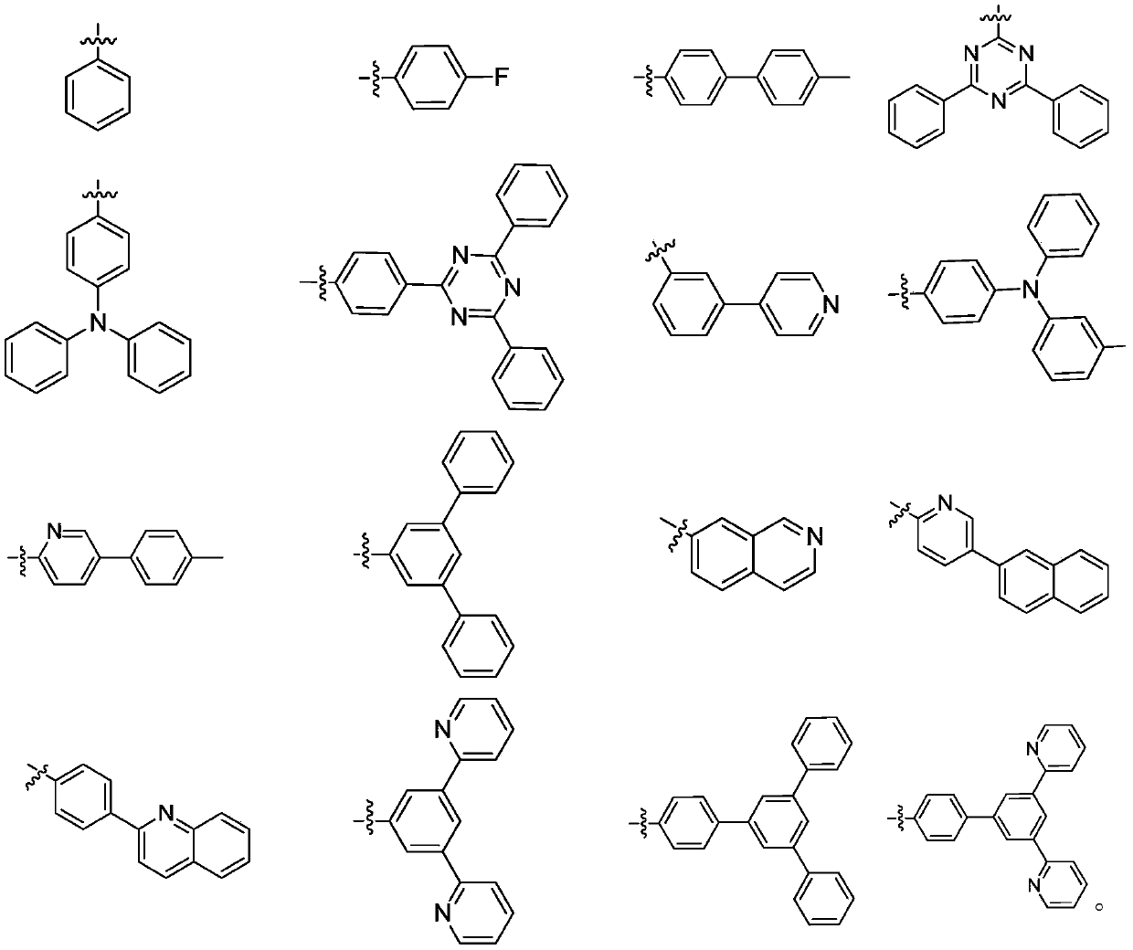 Fluorine-containing hole material of spirobifluorene structure and preparation method and application thereof