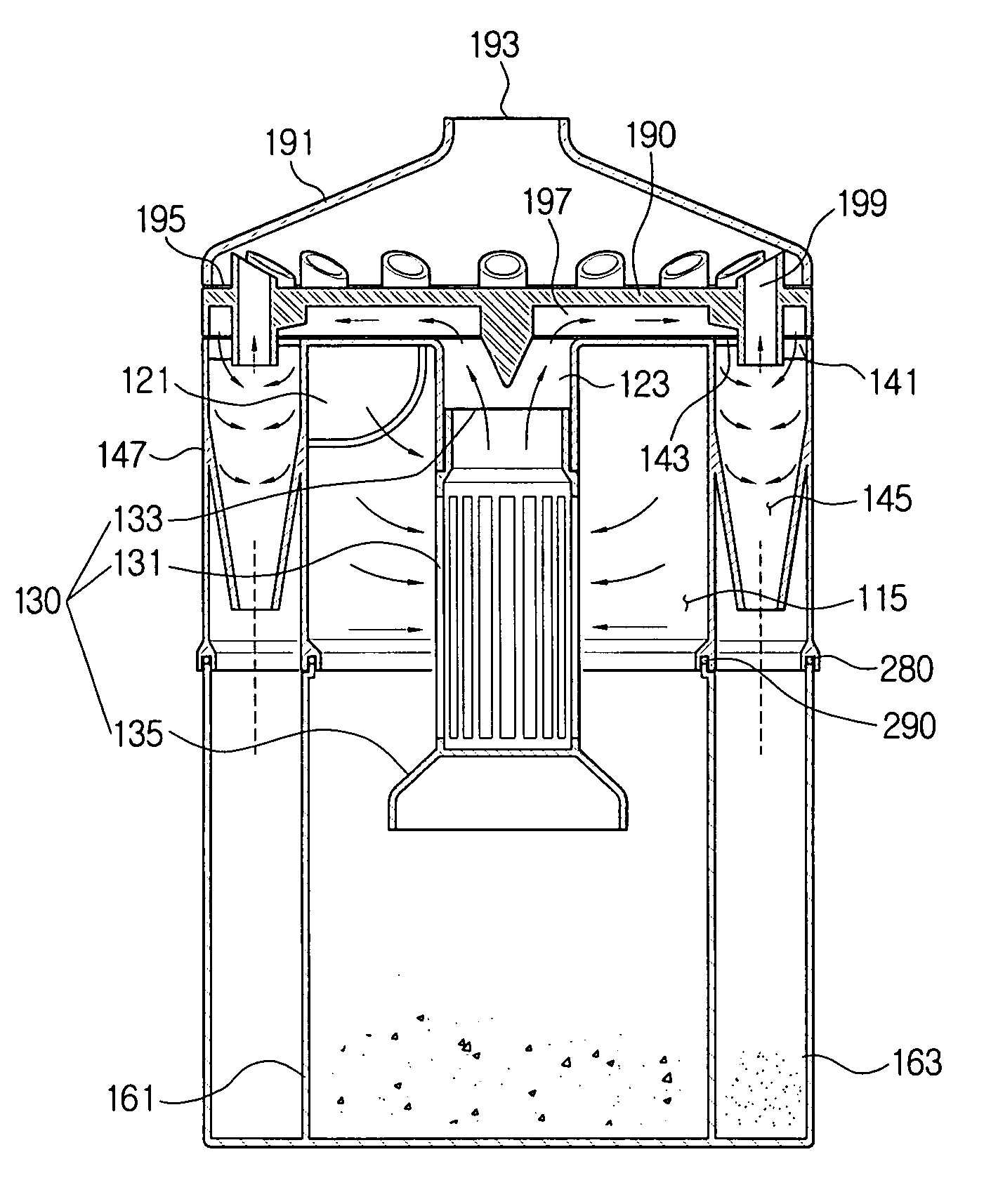 Cyclone separating apparatus and vacuum cleaner equipped with the same