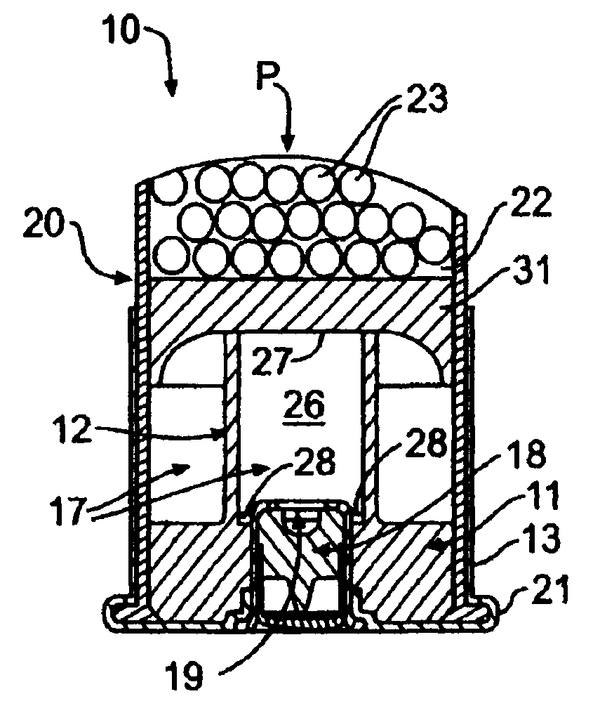 Wad with ignition chamber