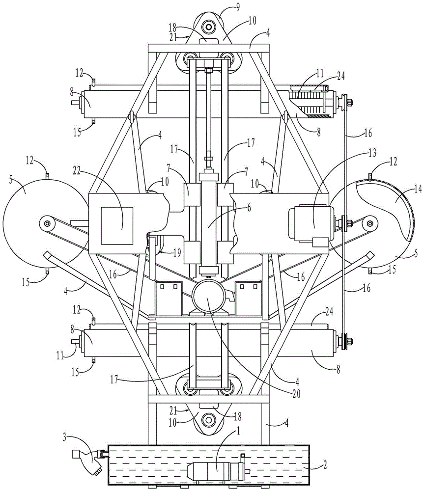 Sucking disk type high-rise building outer wall cleaning machine